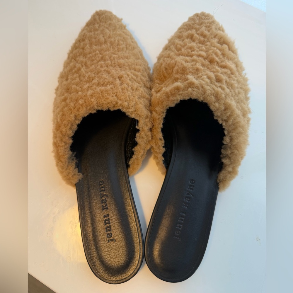 Jenni Kayne Camel Shearling Mules